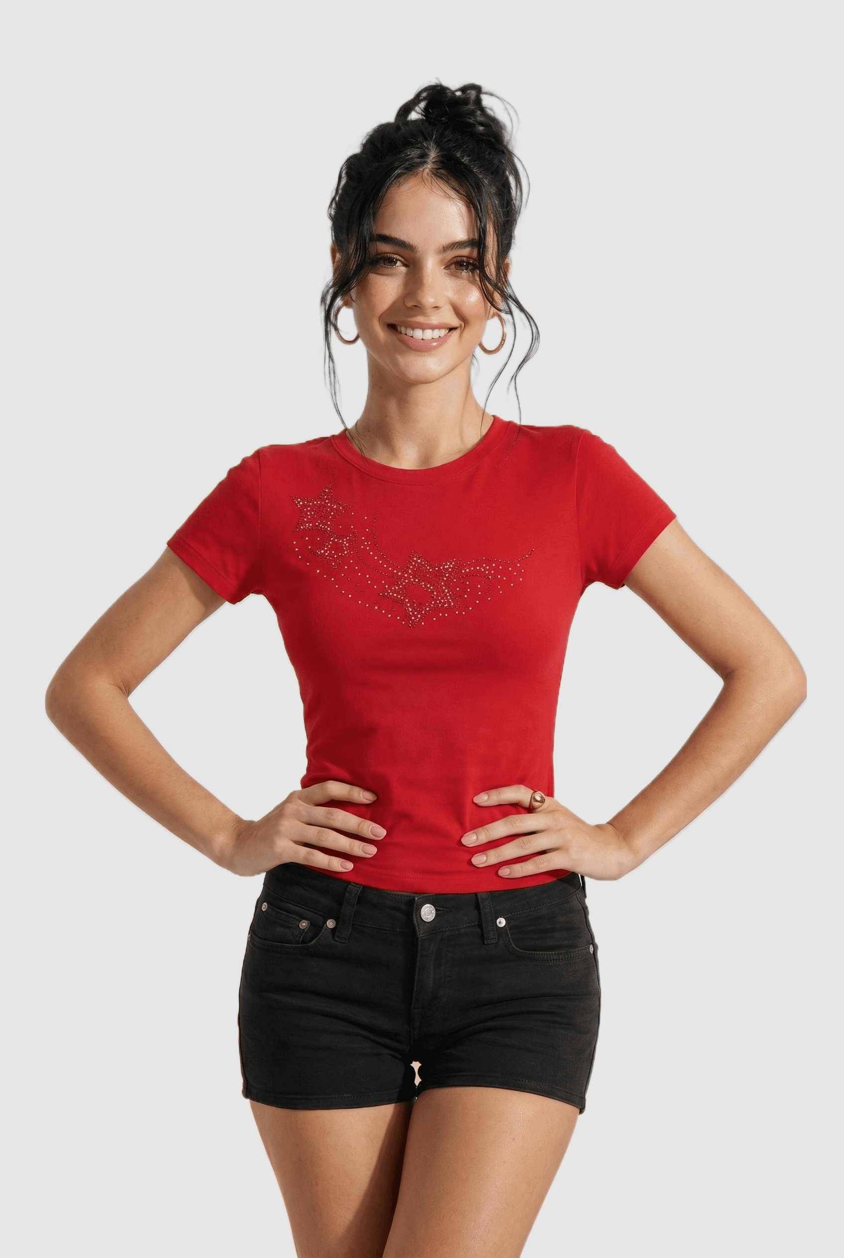 mannequin strass étoiles tshirt rouge