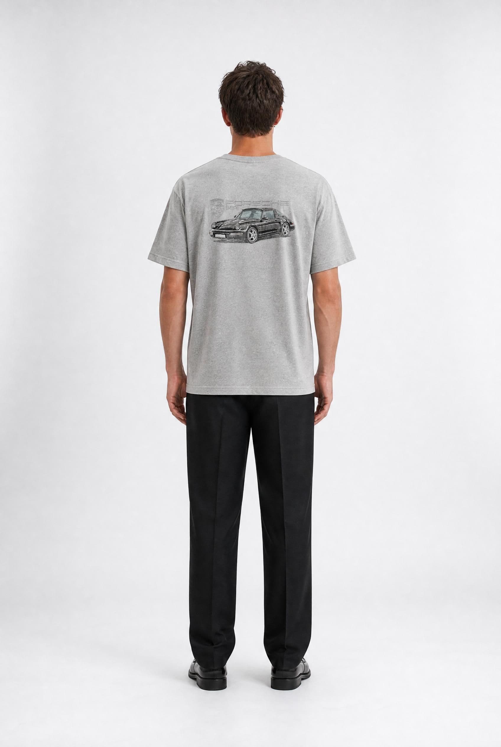 tee shirt brodé porsche vue de dos