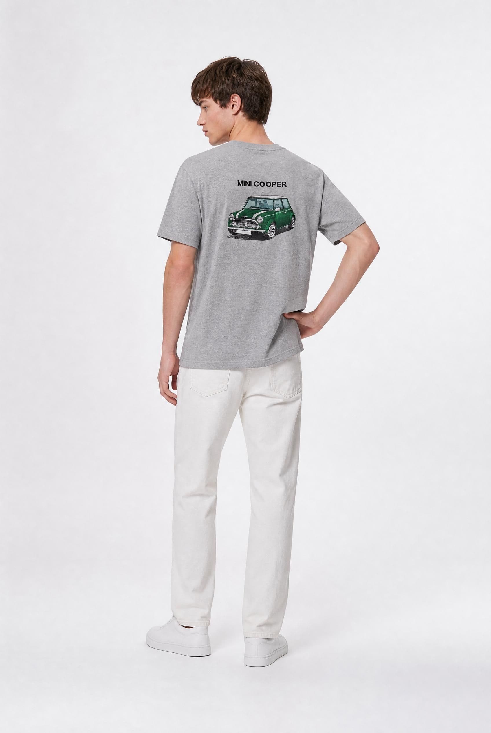 tshirt gris mini cooper homme brodé