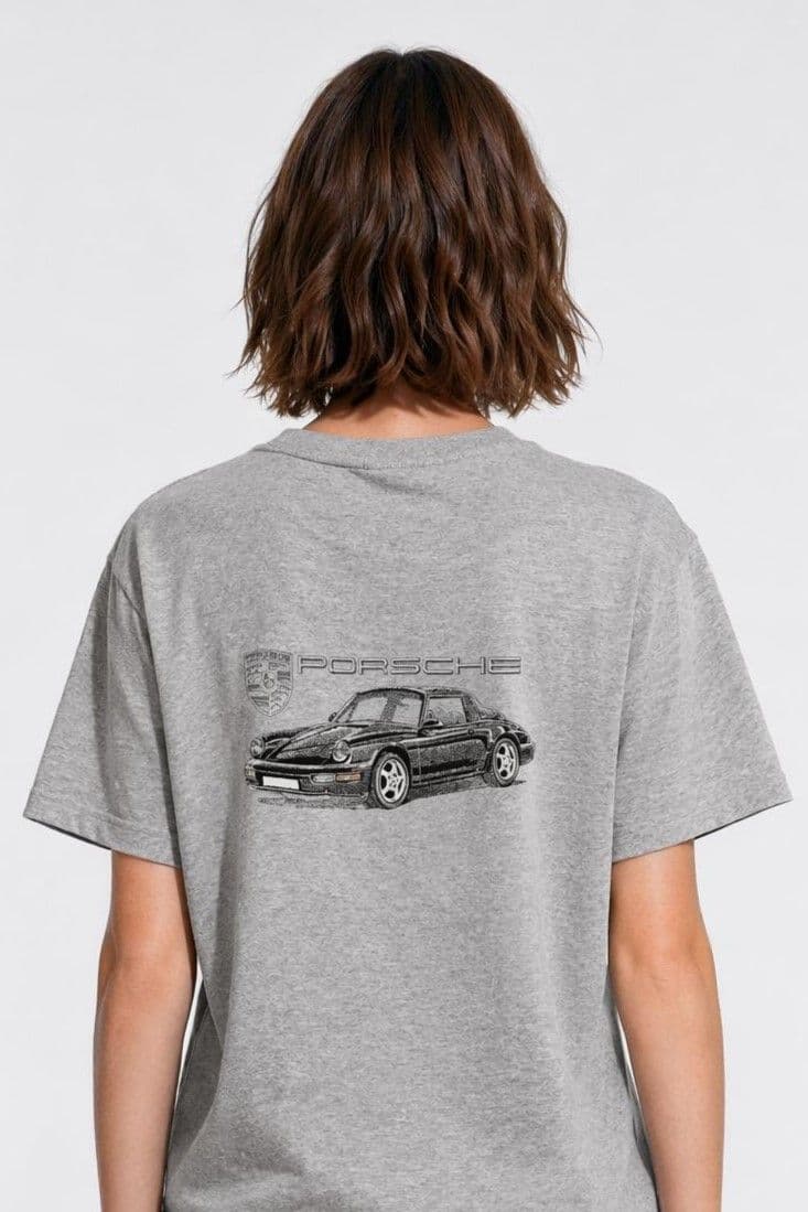Tee shirt brodé Porshe vue de dos